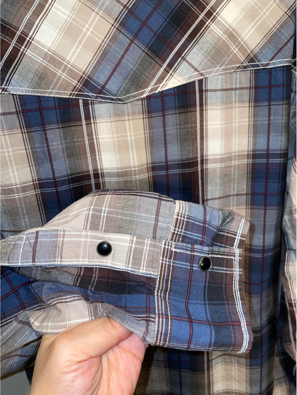 Eighty Eight Platinum XXL Men's Blue and Brown Plaid Button-Up Shirt Western - Picture 5 of 5